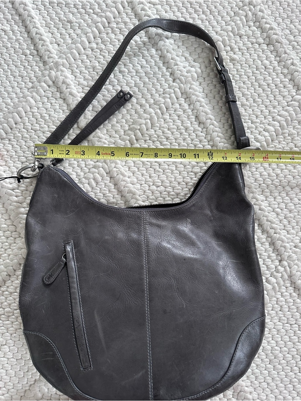 Frye Carbon Black Leather Messenger Bag with Silver Hardware - Picture 4 of 6